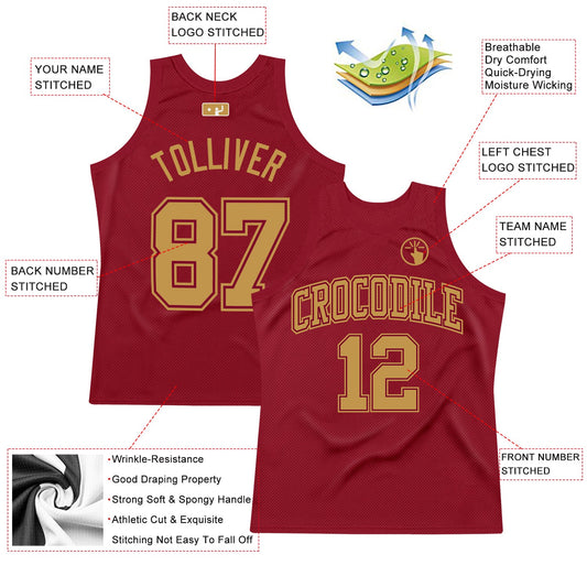 Custom Maroon Old Gold Authentic Throwback Basketball Jersey - Sky-Custom