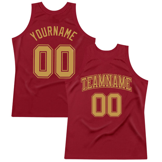 Custom Maroon Old Gold Authentic Throwback Basketball Jersey - Sky-Custom