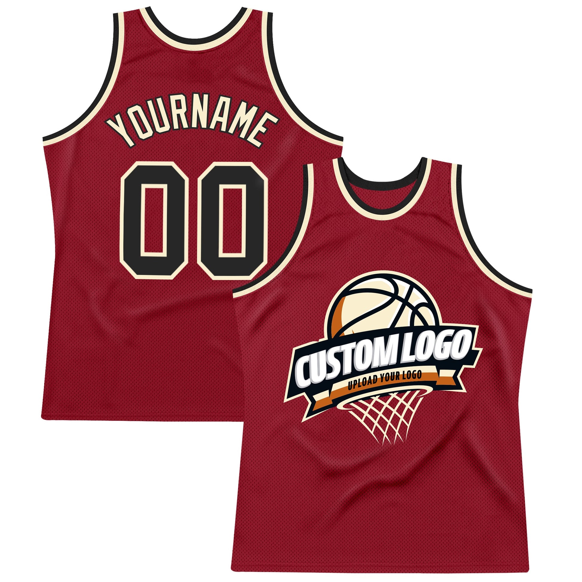 Custom Maroon Black-Cream Authentic Throwback Basketball Jersey - Sky-Custom