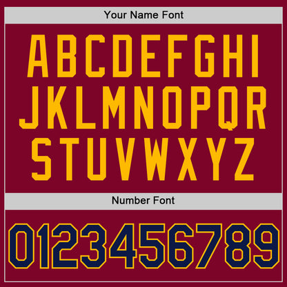 Custom Maroon Navy-Gold Authentic Throwback Baseball Jersey - Sky-Custom