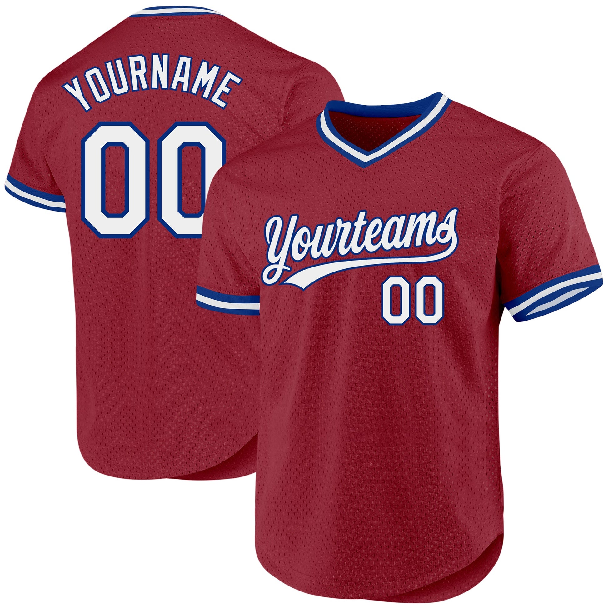 Custom Maroon White-Royal Authentic Throwback Baseball Jersey - Sky-Custom