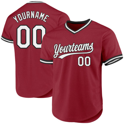 Custom Maroon White-Black Authentic Throwback Baseball Jersey - Sky-Custom