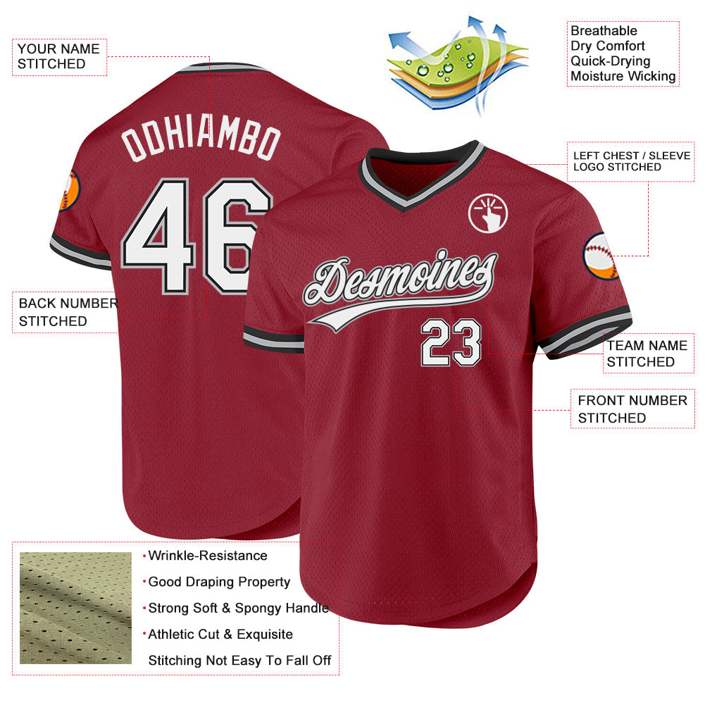 Custom Maroon Black-Gray Authentic Throwback Baseball Jersey - Sky-Custom