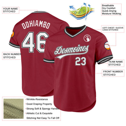 Custom Maroon Black-Gray Authentic Throwback Baseball Jersey - Sky-Custom