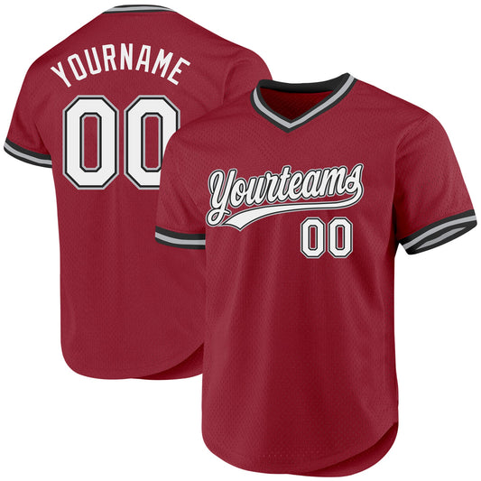 Custom Maroon Black-Gray Authentic Throwback Baseball Jersey - Sky-Custom