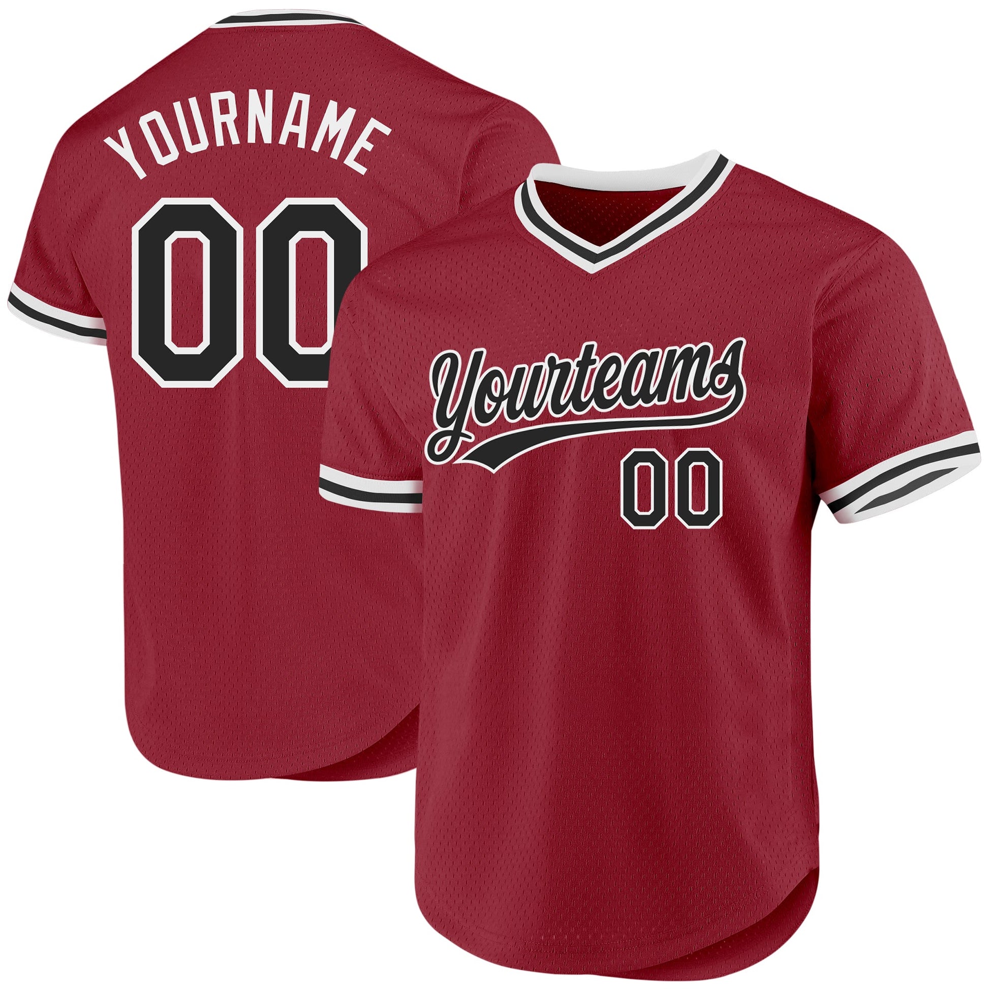 Custom Maroon Black-White Authentic Throwback Baseball Jersey - Sky-Custom