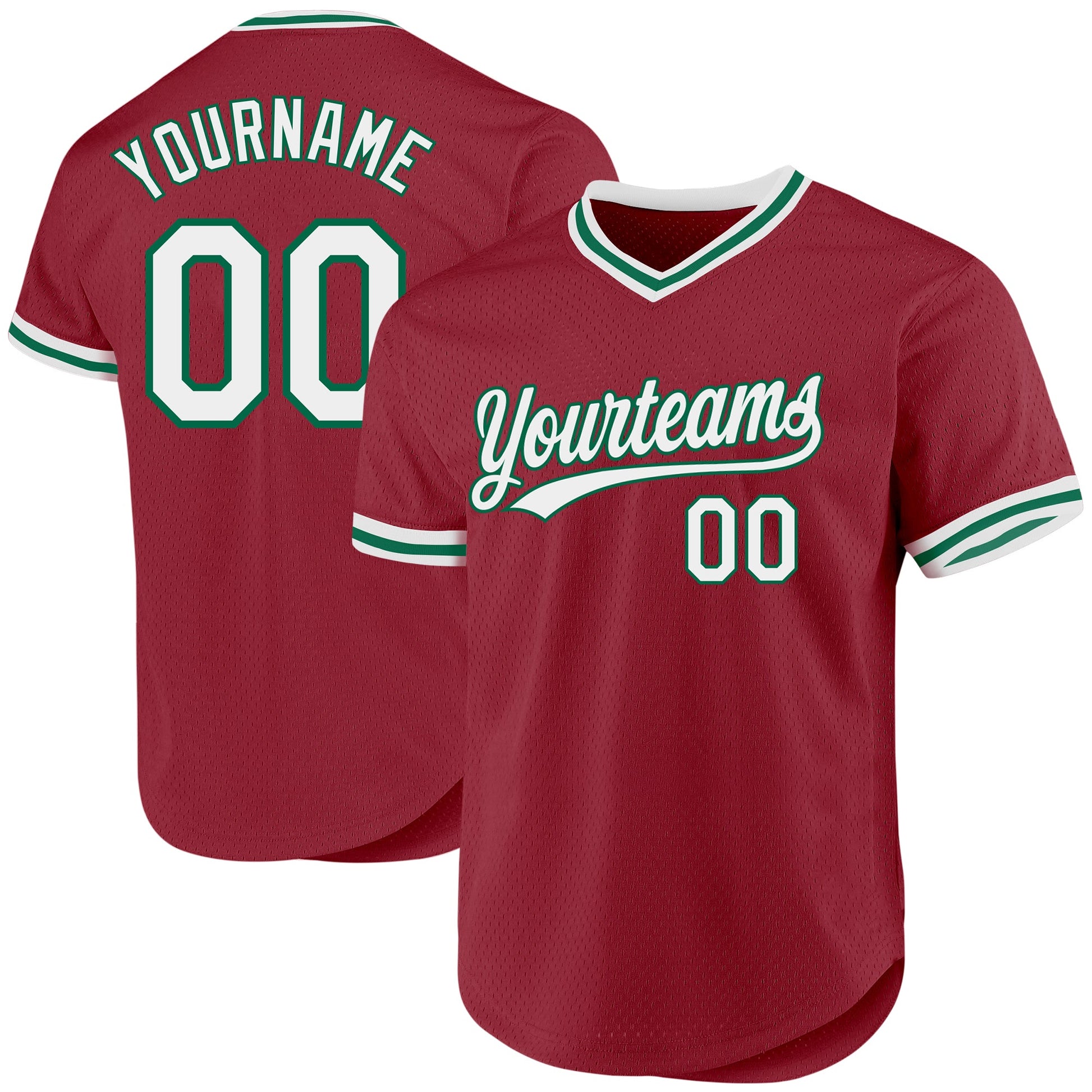 Custom Maroon White-Kelly Green Authentic Throwback Baseball Jersey - Sky-Custom