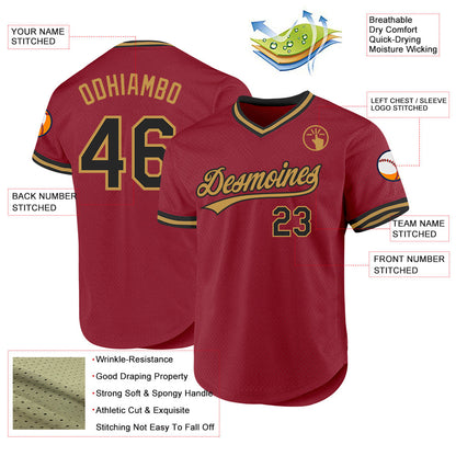Custom Maroon Black-Old Gold Authentic Throwback Baseball Jersey - Sky-Custom