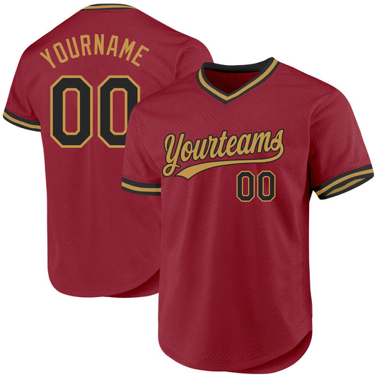Custom Maroon Black-Old Gold Authentic Throwback Baseball Jersey - Sky-Custom