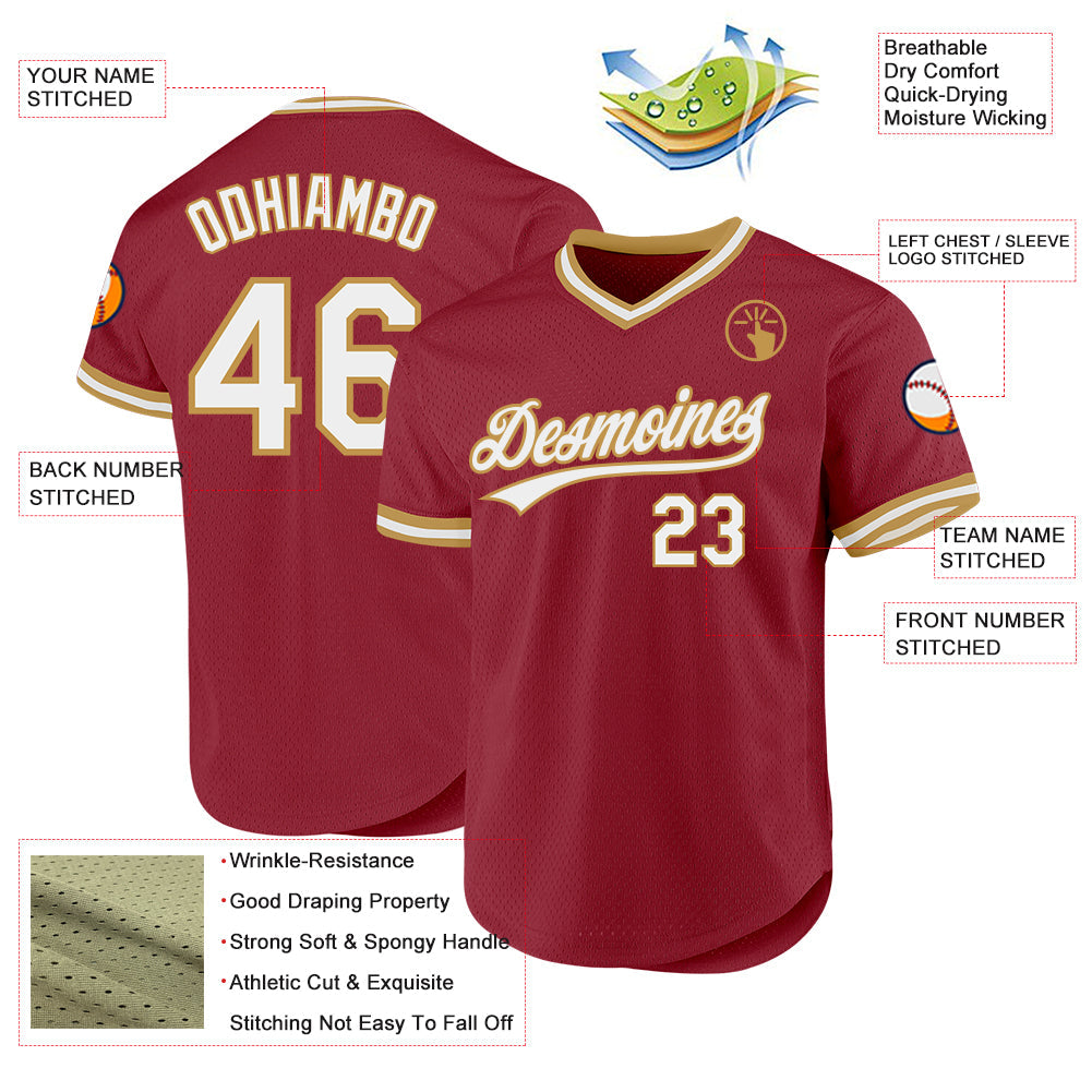 Custom Maroon White-Old Gold Authentic Throwback Baseball Jersey - Sky-Custom