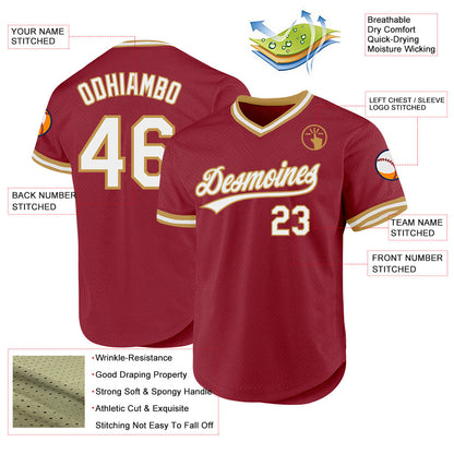 Custom Maroon White-Old Gold Authentic Throwback Baseball Jersey - Sky-Custom