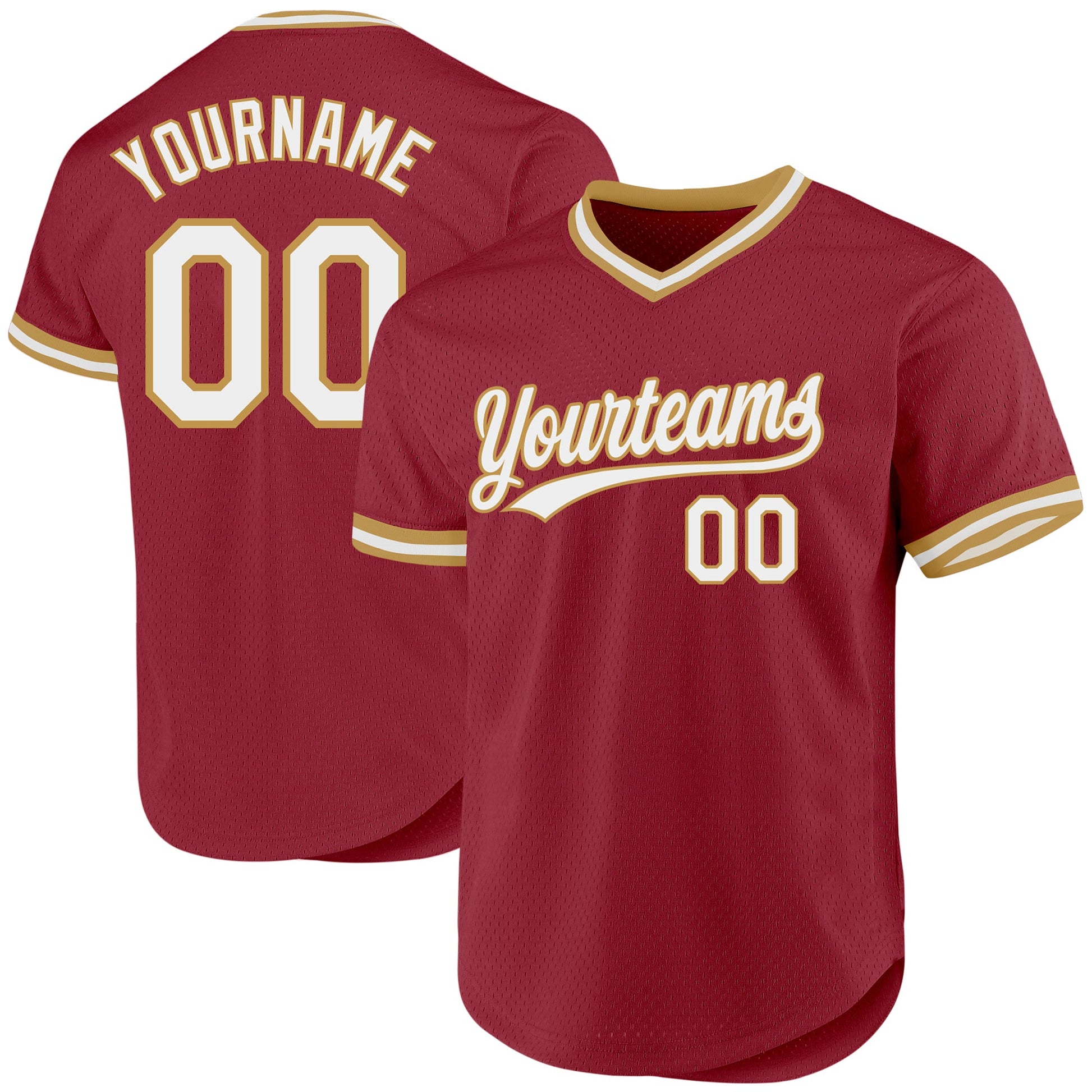 Custom Maroon White-Old Gold Authentic Throwback Baseball Jersey - Sky-Custom