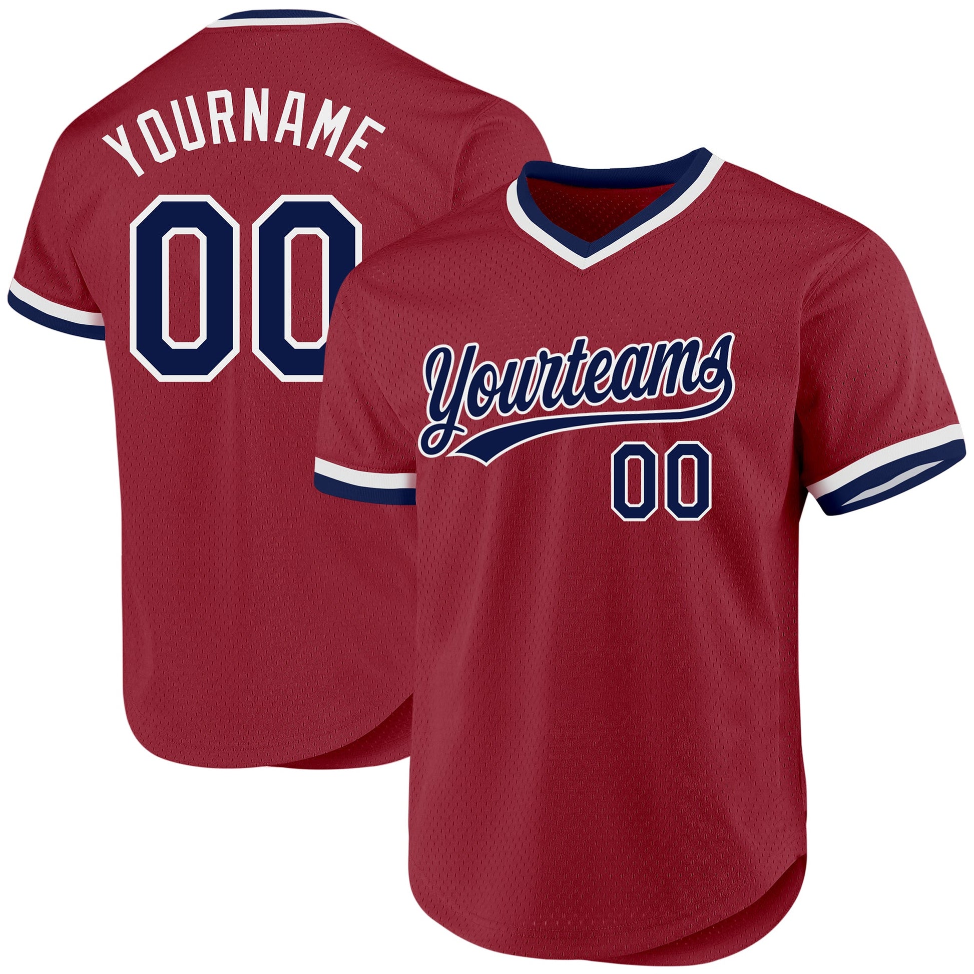Custom Maroon Navy-White Authentic Throwback Baseball Jersey - Sky-Custom