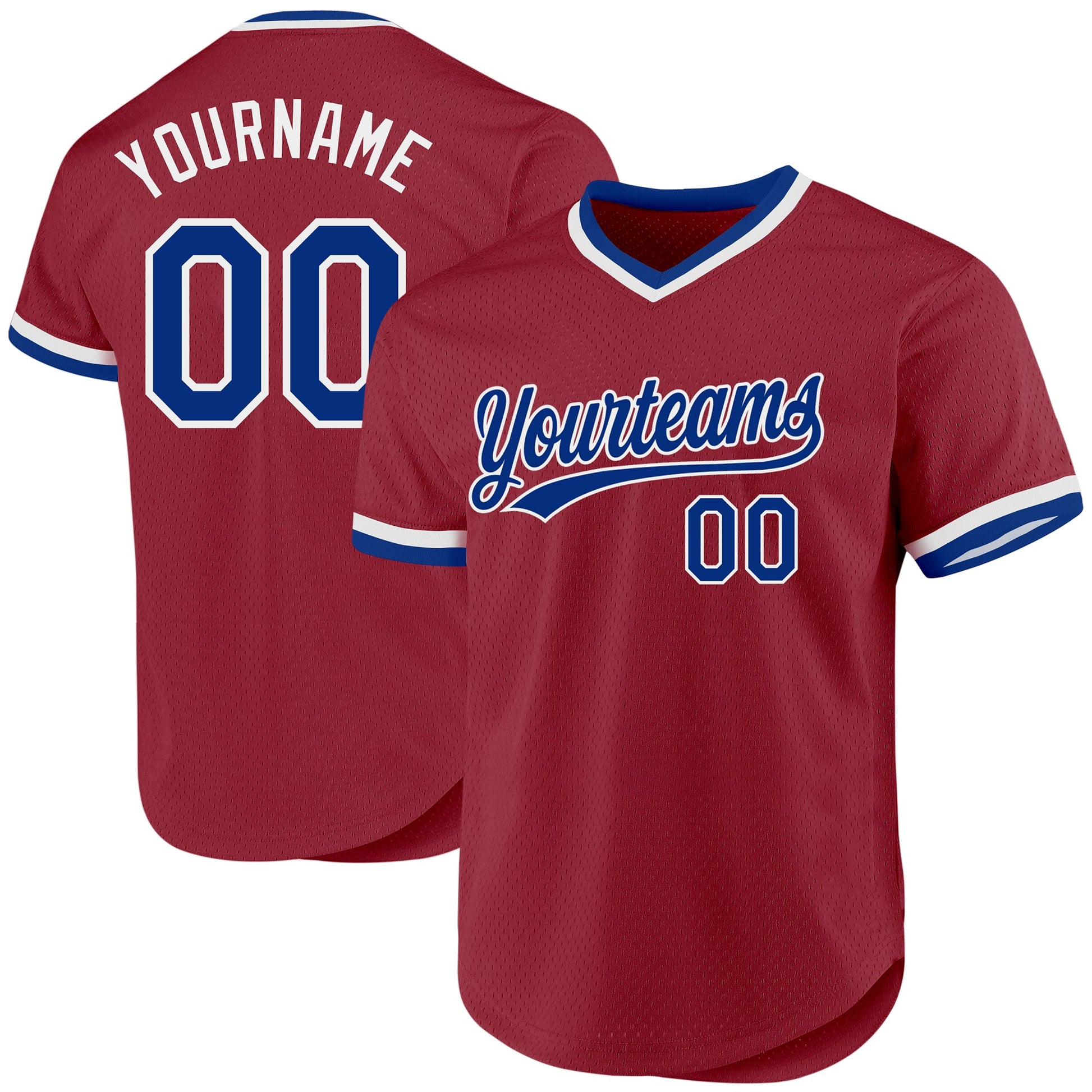 Custom Maroon Royal-White Authentic Throwback Baseball Jersey - Sky-Custom