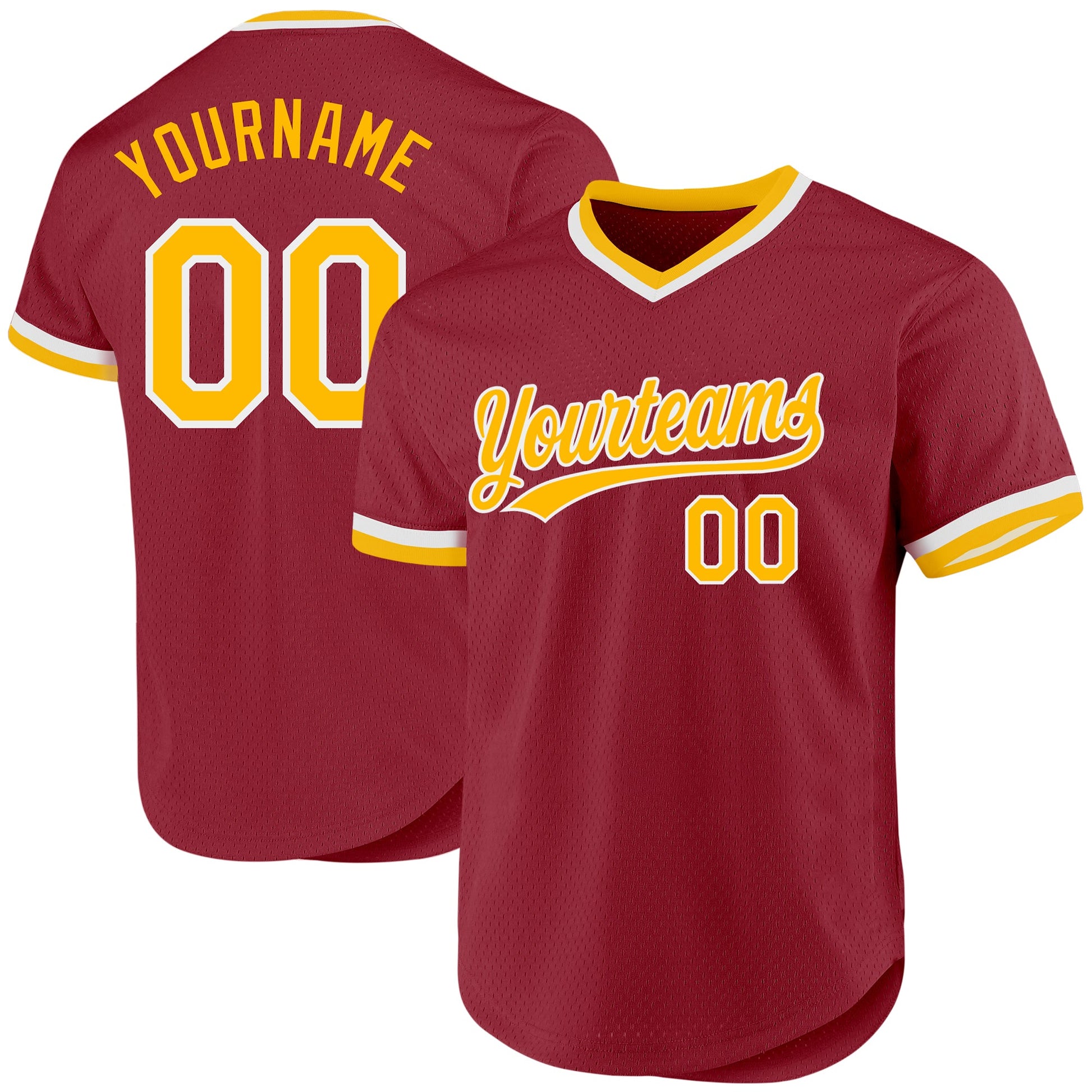Custom Maroon Gold-White Authentic Throwback Baseball Jersey - Sky-Custom