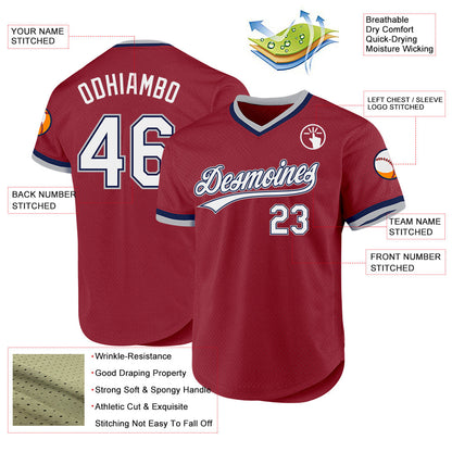 Custom Maroon Navy-Gray Authentic Throwback Baseball Jersey - Sky-Custom