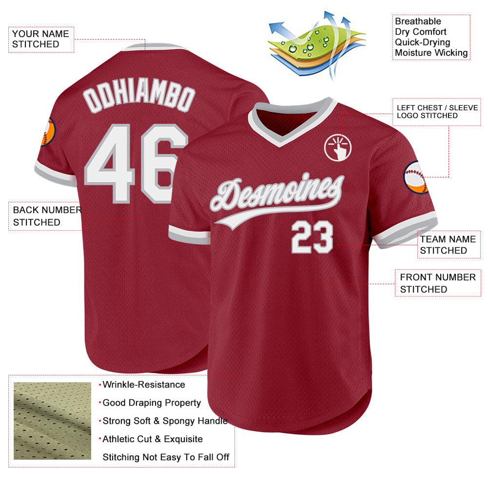 Custom Maroon White-Gray Authentic Throwback Baseball Jersey - Sky-Custom