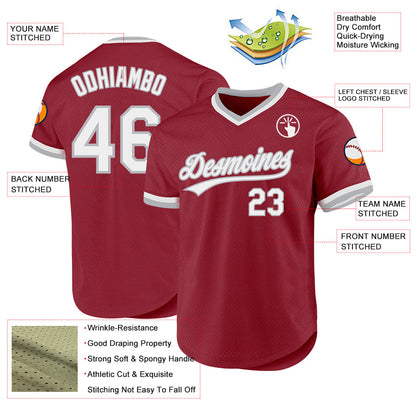 Custom Maroon White-Gray Authentic Throwback Baseball Jersey - Sky-Custom