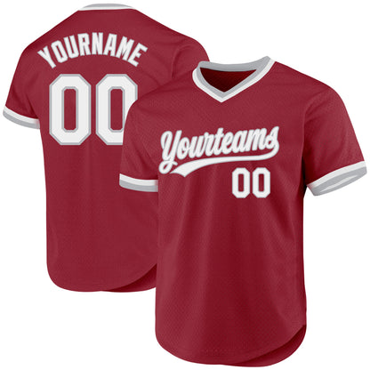 Custom Maroon White-Gray Authentic Throwback Baseball Jersey - Sky-Custom