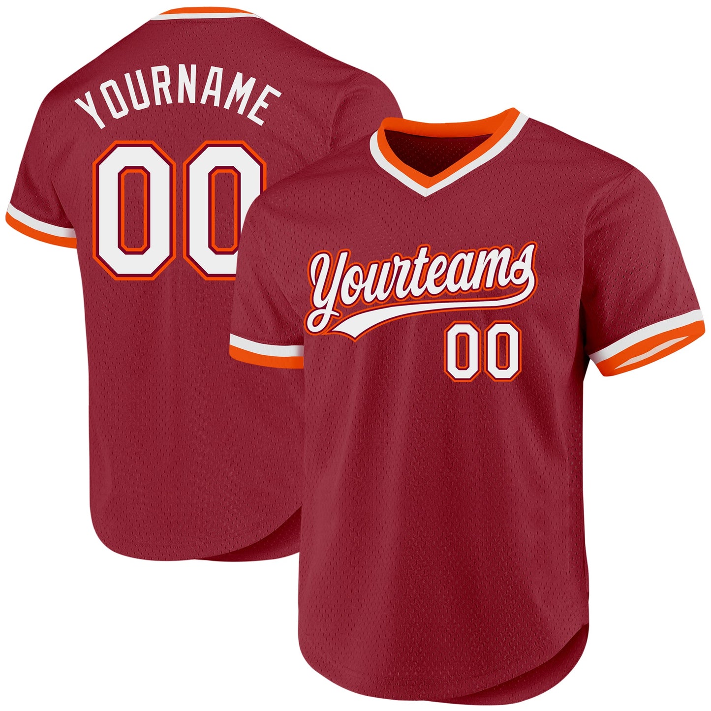 Custom Maroon White-Orange Authentic Throwback Baseball Jersey - Sky-Custom