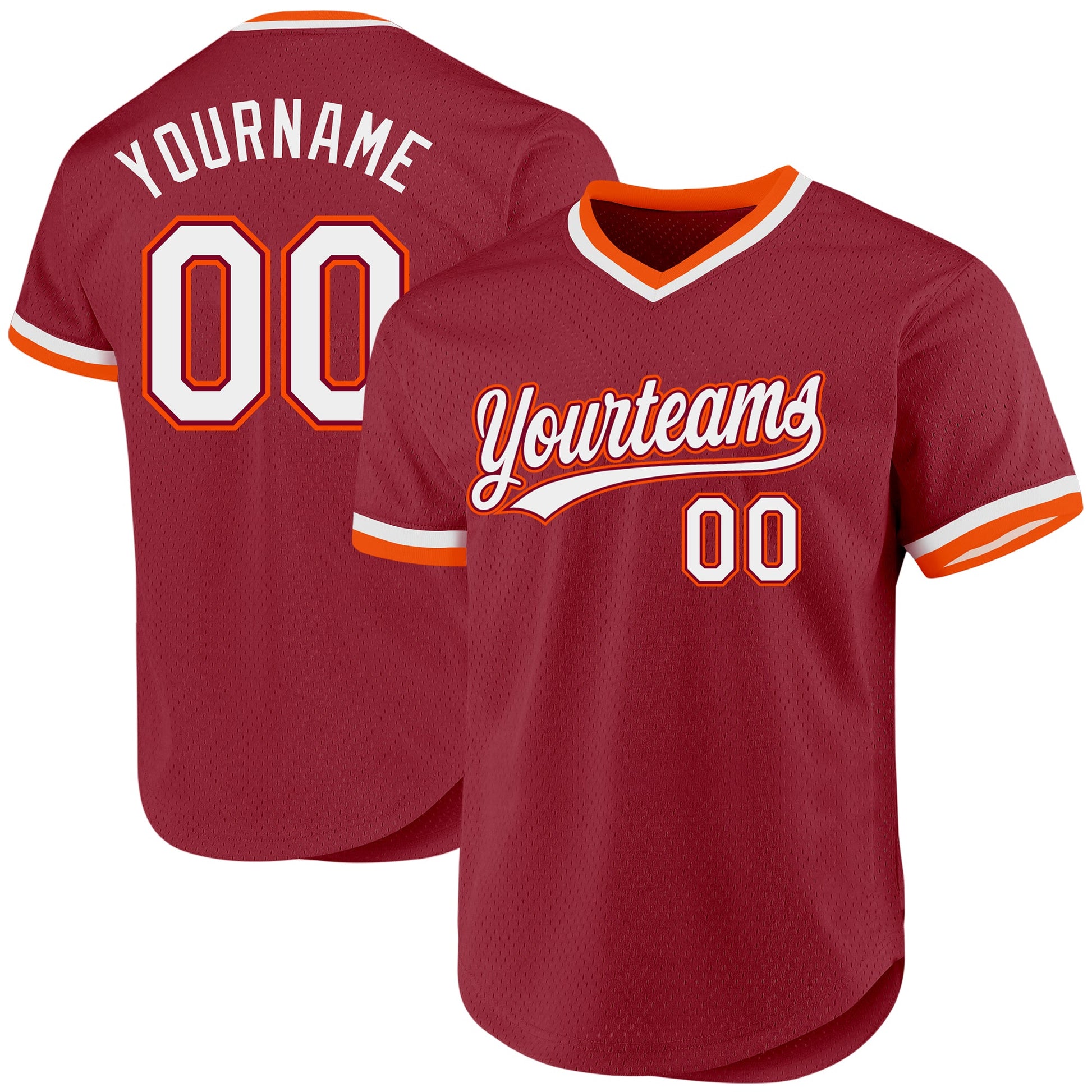 Custom Maroon White-Orange Authentic Throwback Baseball Jersey - Sky-Custom