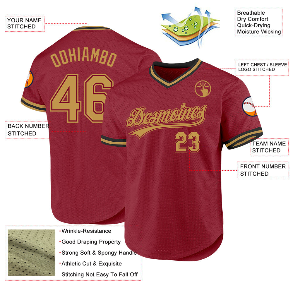 Custom Maroon Old Gold-Black Authentic Throwback Baseball Jersey - Sky-Custom