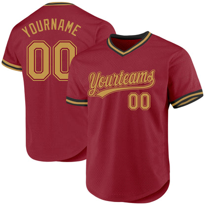 Custom Maroon Old Gold-Black Authentic Throwback Baseball Jersey - Sky-Custom
