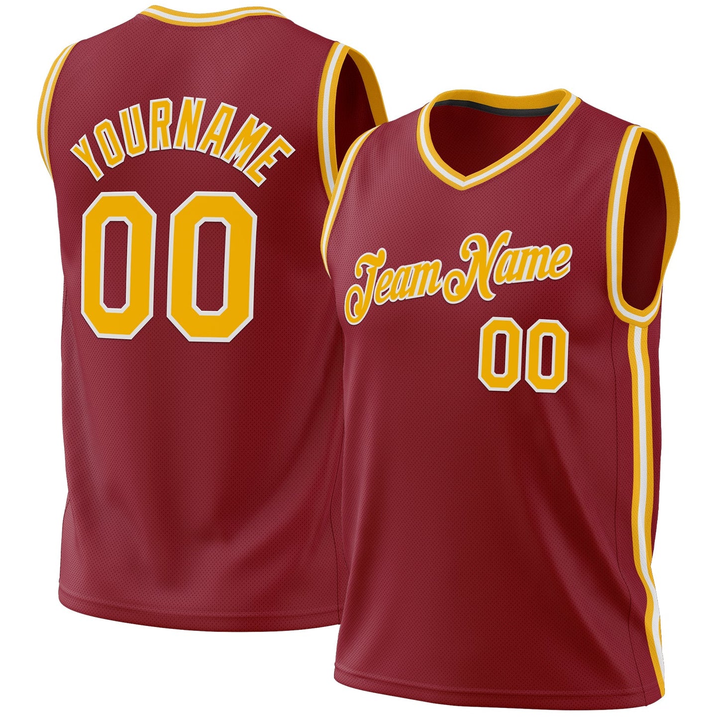 Custom Maroon Gold-White Authentic Throwback Basketball Jersey - Sky-Custom