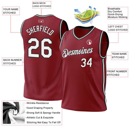 Custom Maroon White-Black Authentic Throwback Basketball Jersey - Sky-Custom