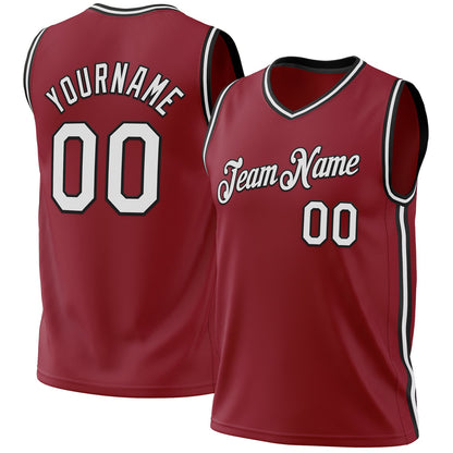 Custom Maroon White-Black Authentic Throwback Basketball Jersey - Sky-Custom