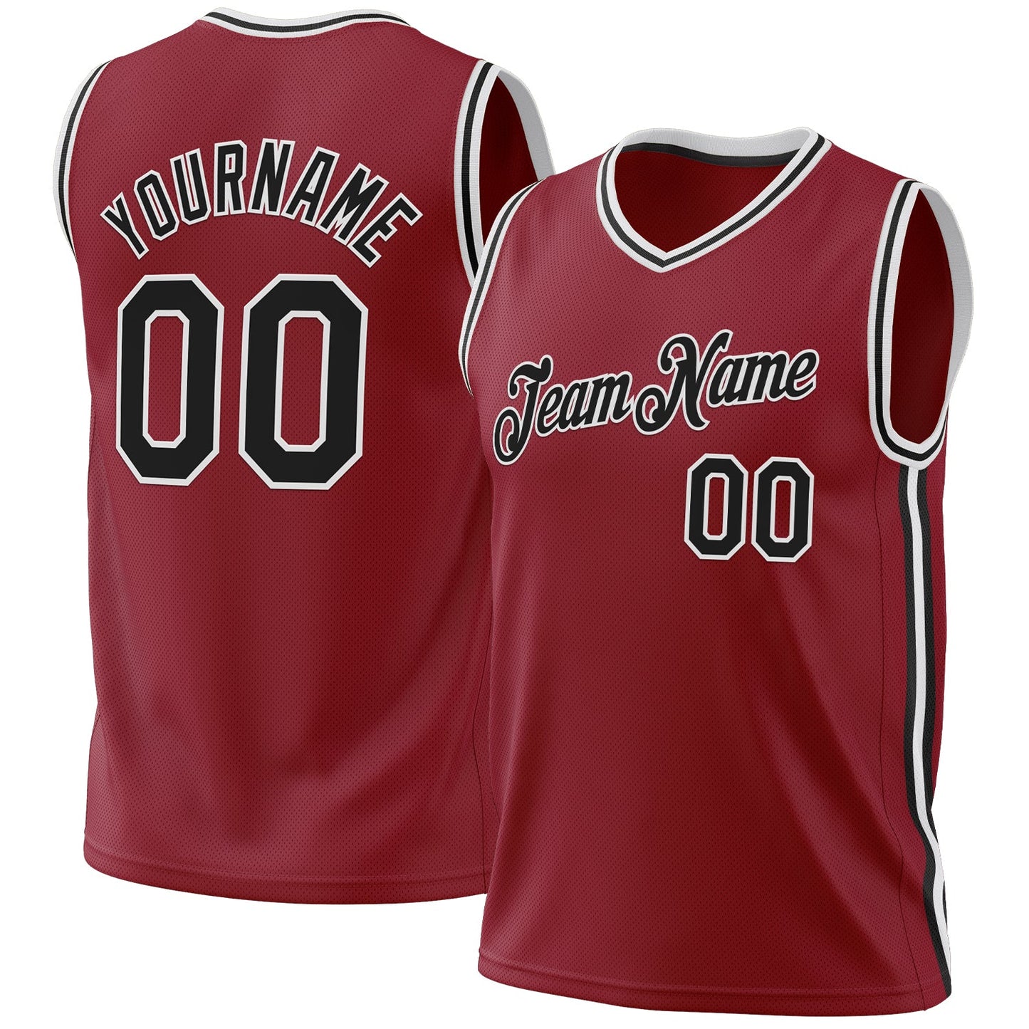 Custom Maroon Black-White Authentic Throwback Basketball Jersey - Sky-Custom