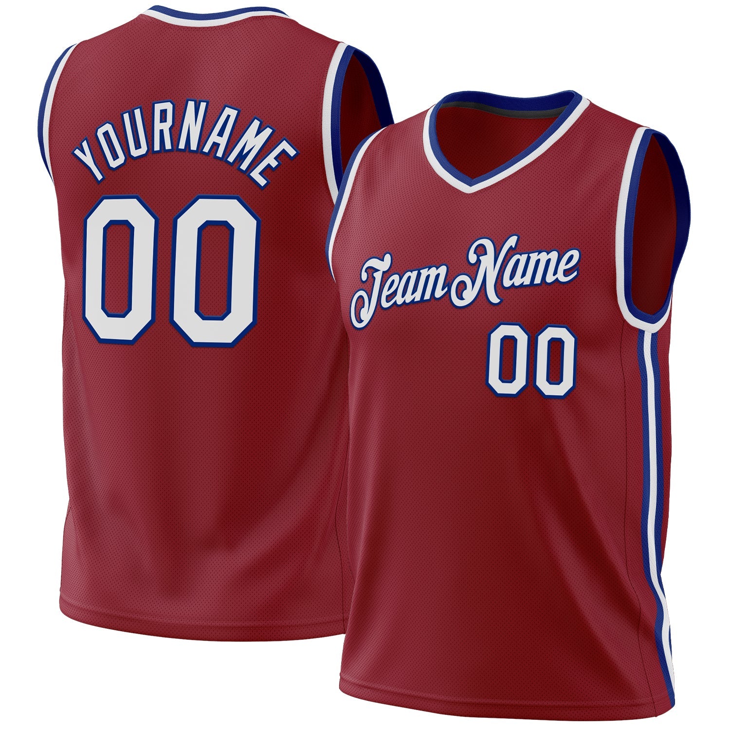 Custom Maroon White-Royal Authentic Throwback Basketball Jersey - Sky-Custom