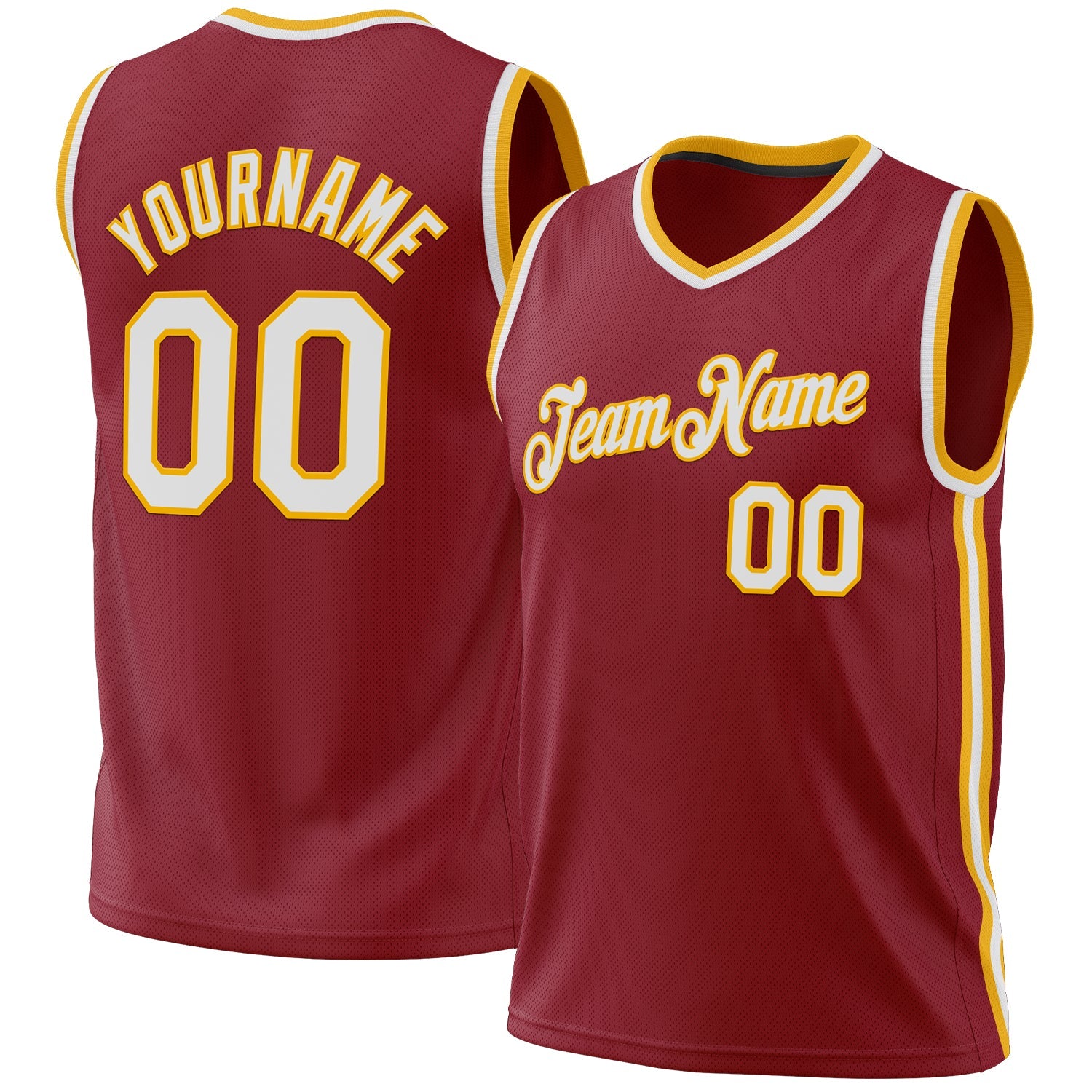 Custom Maroon White-Gold Authentic Throwback Basketball Jersey - Sky-Custom