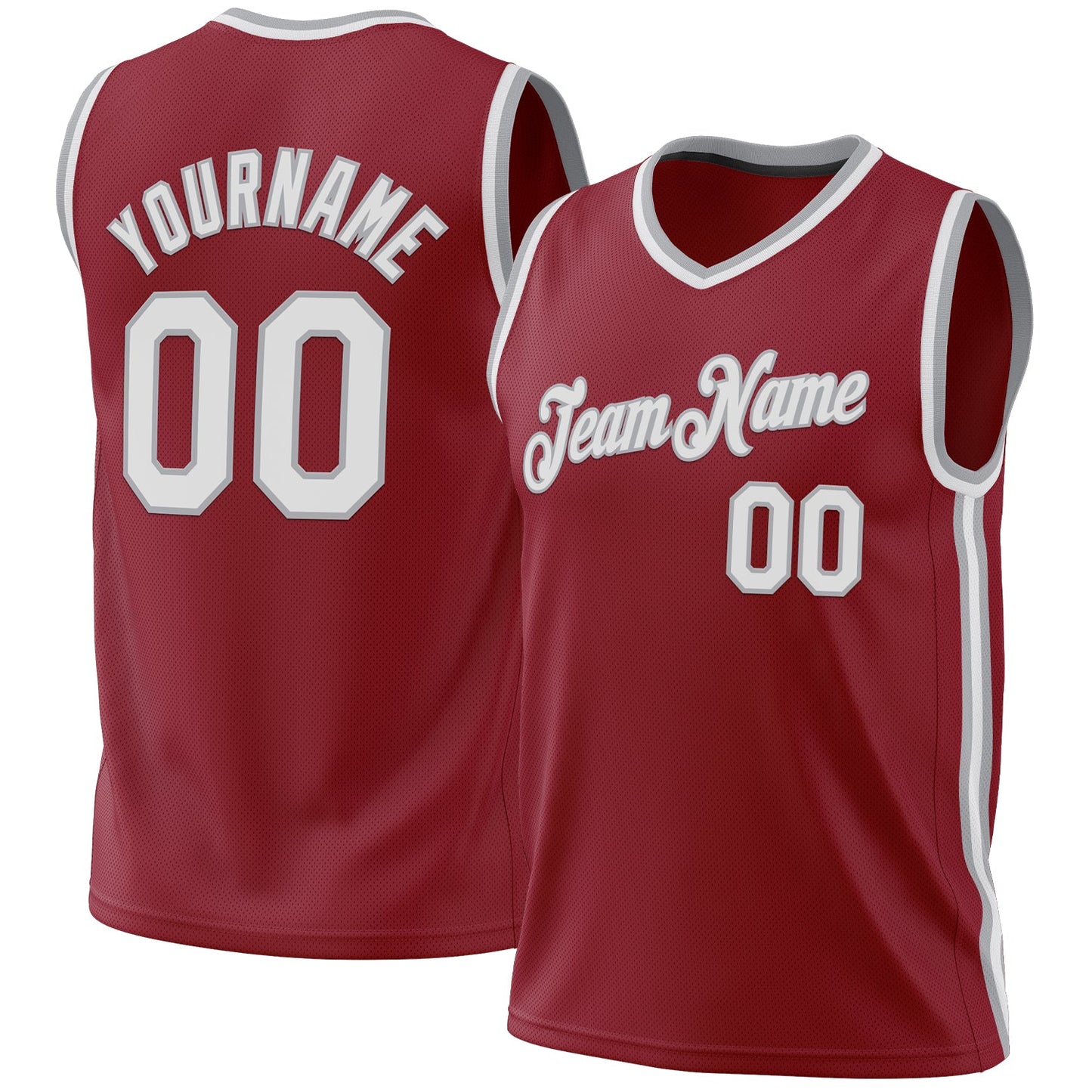 Custom Maroon White-Gray Authentic Throwback Basketball Jersey - Sky-Custom