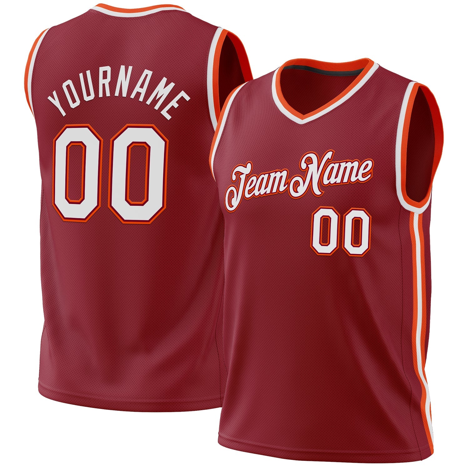 Custom Maroon White-Orange Authentic Throwback Basketball Jersey - Sky-Custom