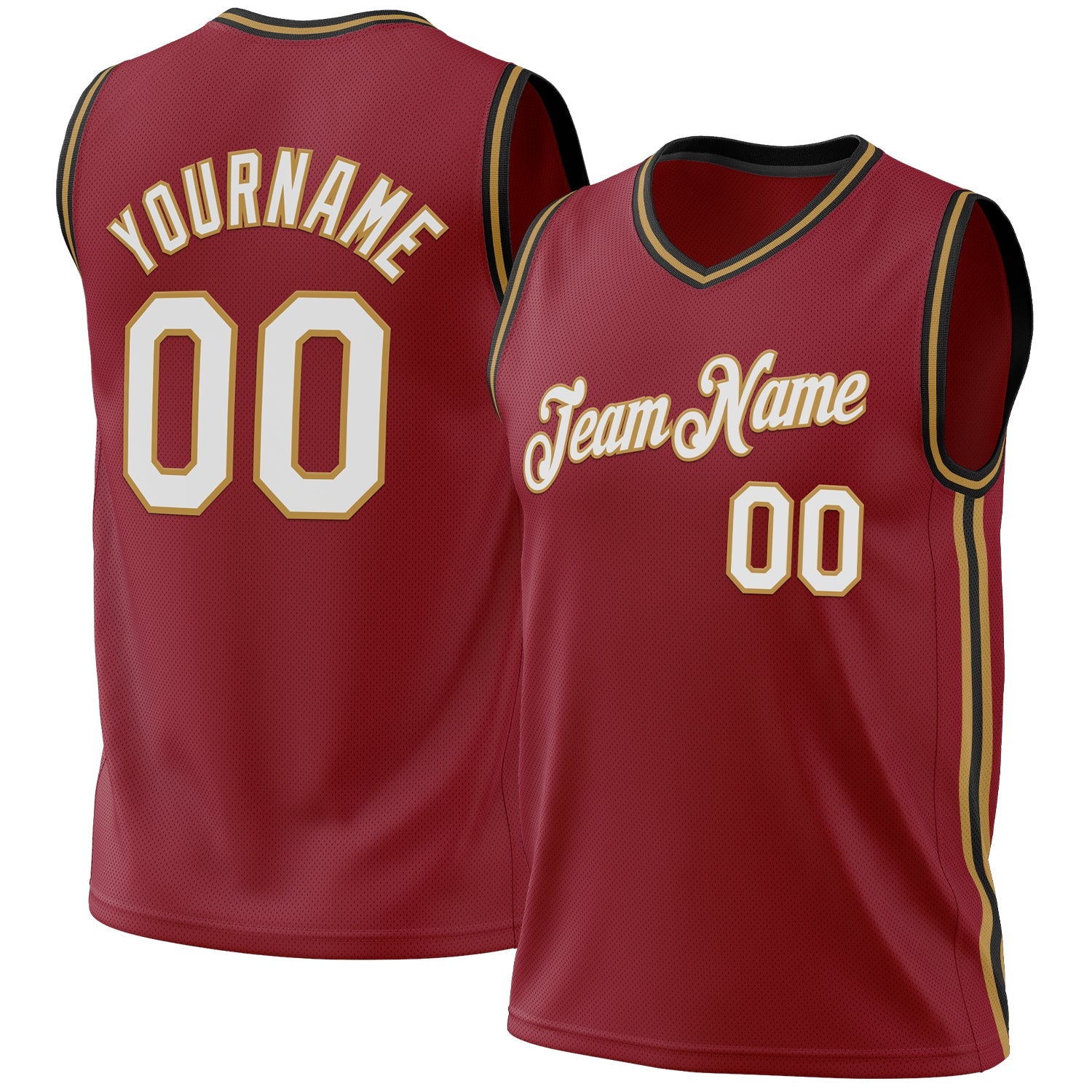 Custom Maroon Old Gold-Black Authentic Throwback Basketball Jersey - Sky-Custom