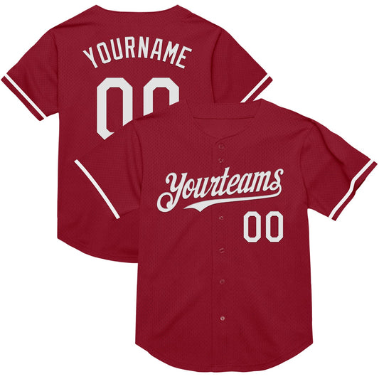 Custom Maroon White Mesh Authentic Throwback Baseball Jersey - Sky-Custom