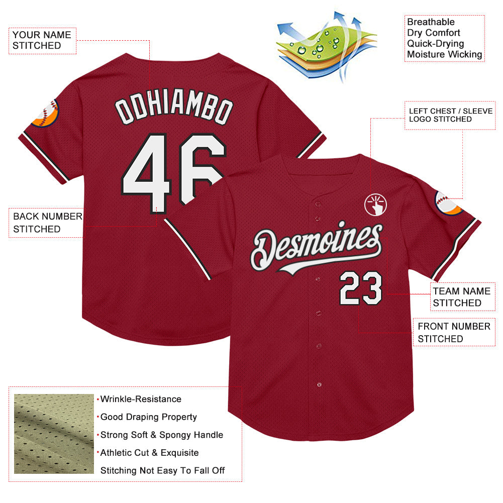 Custom Maroon White-Black Mesh Authentic Throwback Baseball Jersey - Sky-Custom