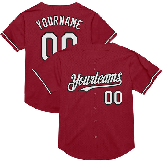 Custom Maroon White-Black Mesh Authentic Throwback Baseball Jersey - Sky-Custom