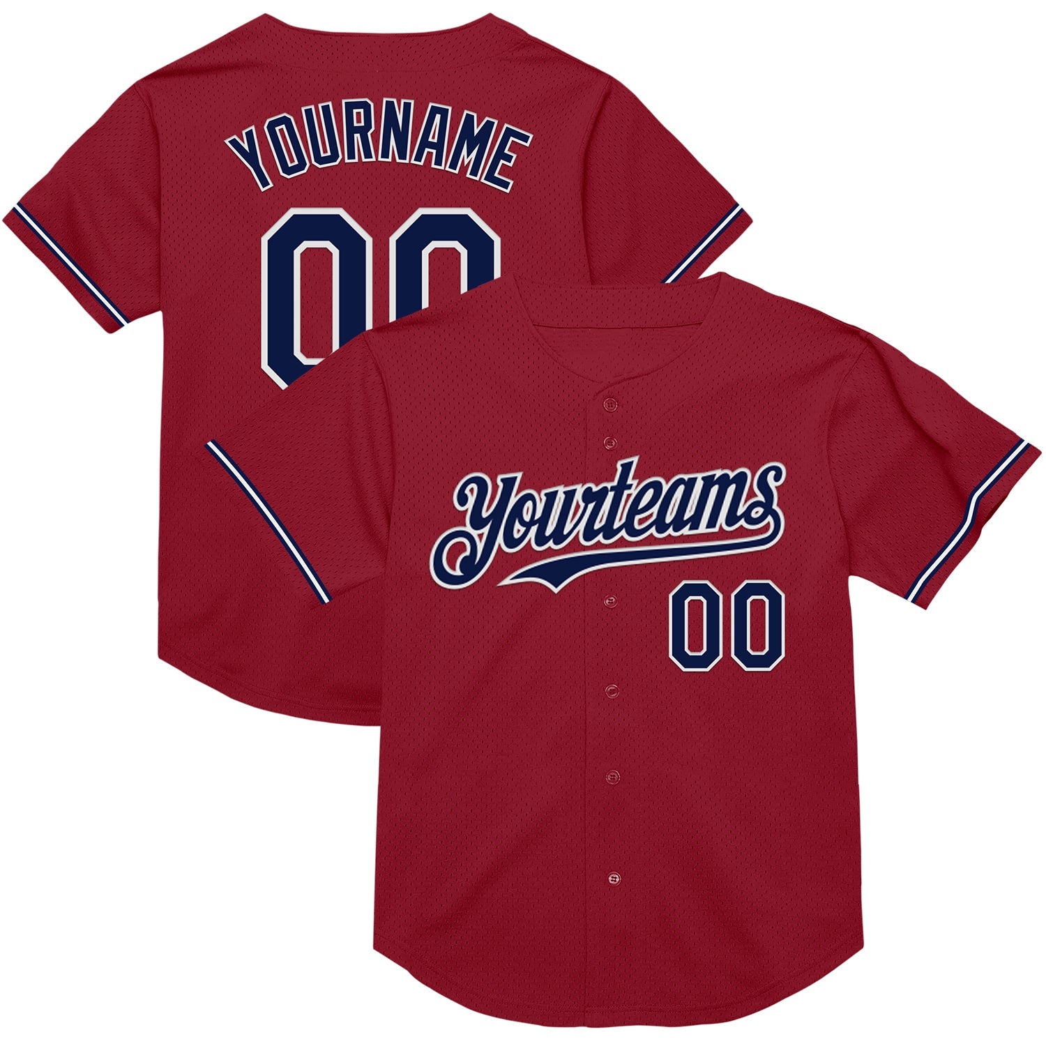 Custom Maroon Navy-White Mesh Authentic Throwback Baseball Jersey - Sky-Custom