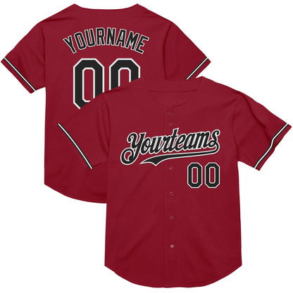 Custom Maroon Black-White Mesh Authentic Throwback Baseball Jersey - Sky-Custom