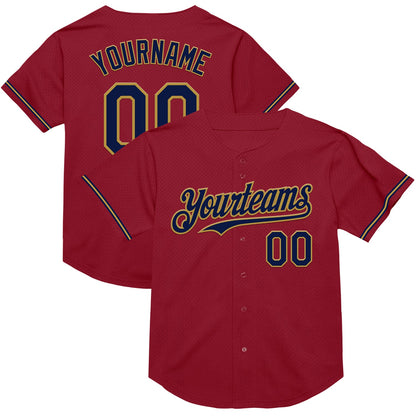 Custom Maroon Navy-Old Gold Mesh Authentic Throwback Baseball Jersey - Sky-Custom