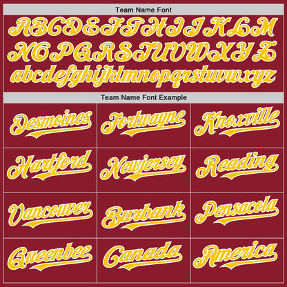 Custom Maroon Yellow-White Mesh Authentic Throwback Baseball Jersey - Sky-Custom
