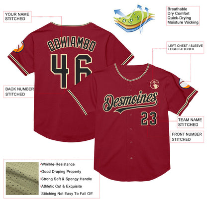 Custom Maroon Black-City Cream Mesh Authentic Throwback Baseball Jersey - Sky-Custom