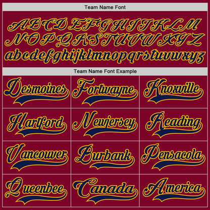Custom Maroon Navy-Gold Hockey Lace Neck Jersey - Sky-Custom