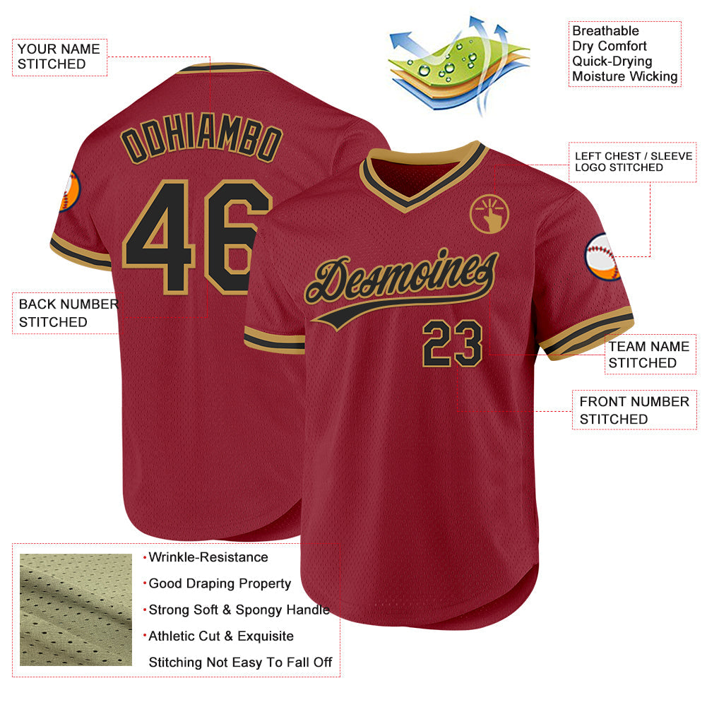 Custom Maroon Black-Old Gold Authentic Throwback Baseball Jersey - Sky-Custom