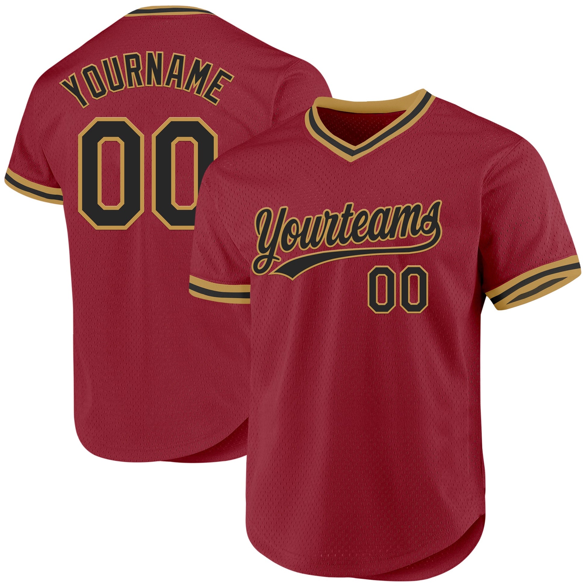 Custom Maroon Black-Old Gold Authentic Throwback Baseball Jersey - Sky-Custom