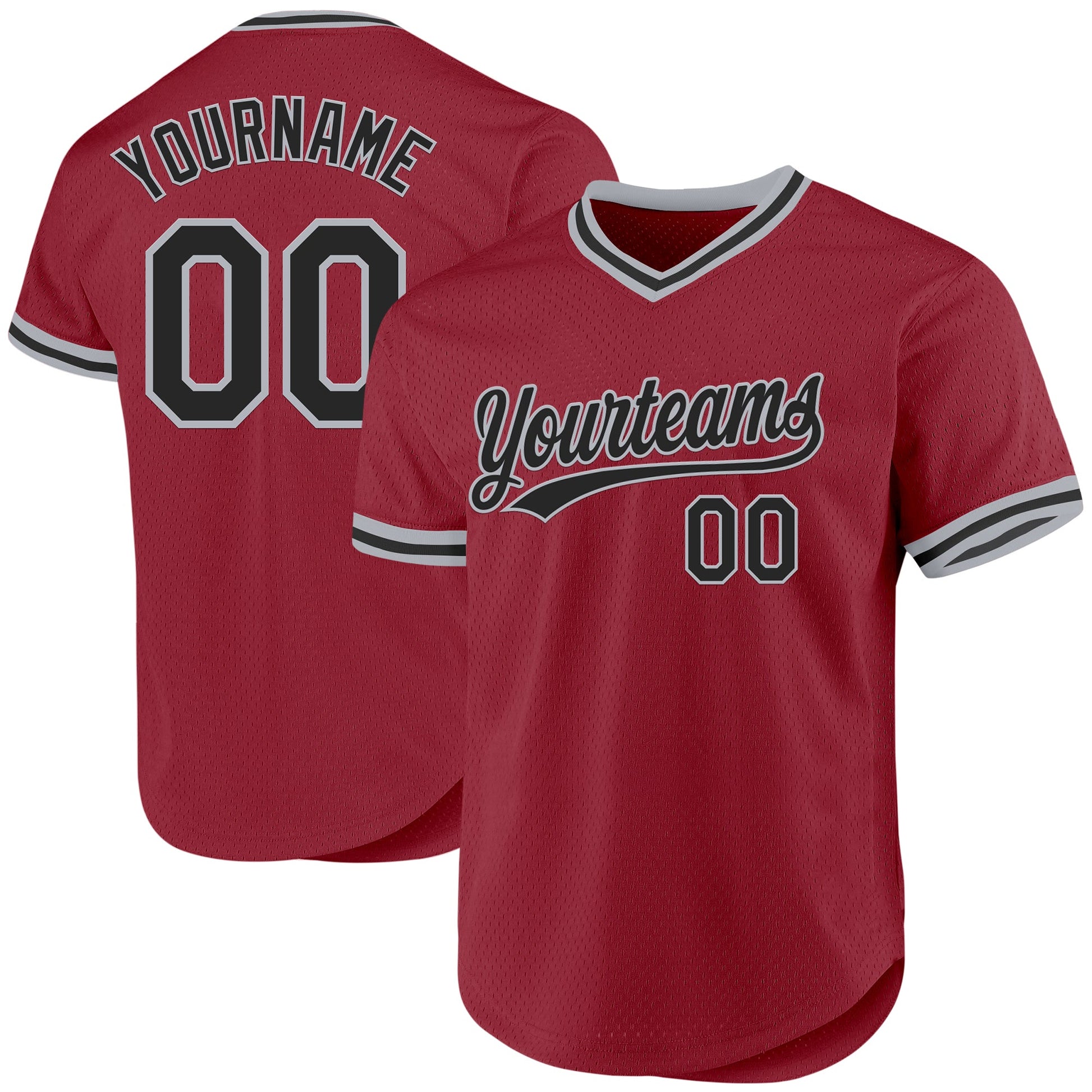 Custom Maroon Black-Gray Authentic Throwback Baseball Jersey - Sky-Custom