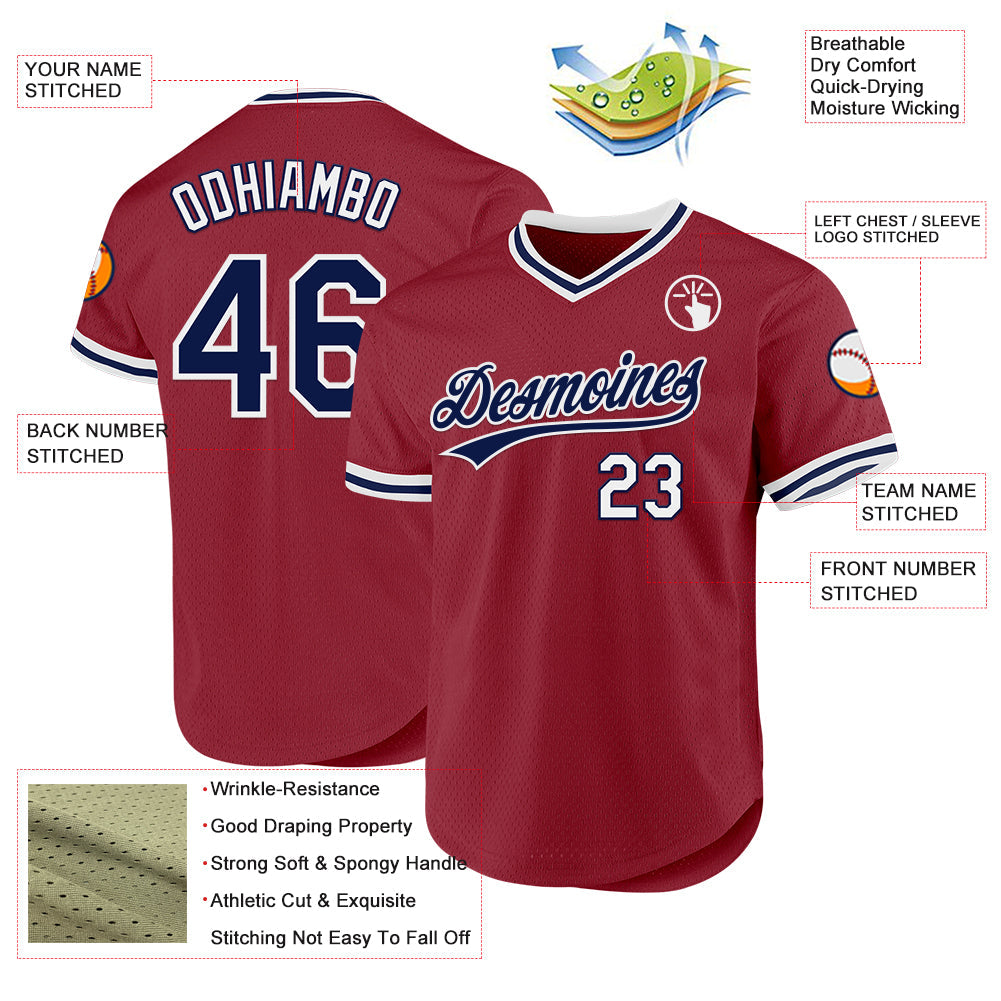 Custom Maroon Navy-White Authentic Throwback Baseball Jersey - Sky-Custom