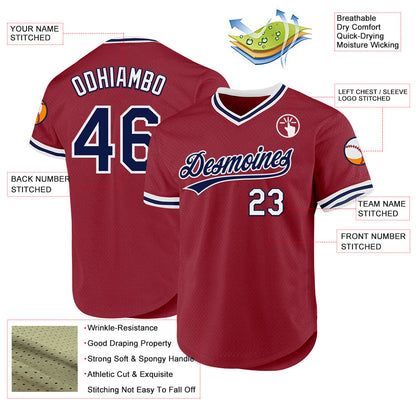 Custom Maroon Navy-White Authentic Throwback Baseball Jersey - Sky-Custom